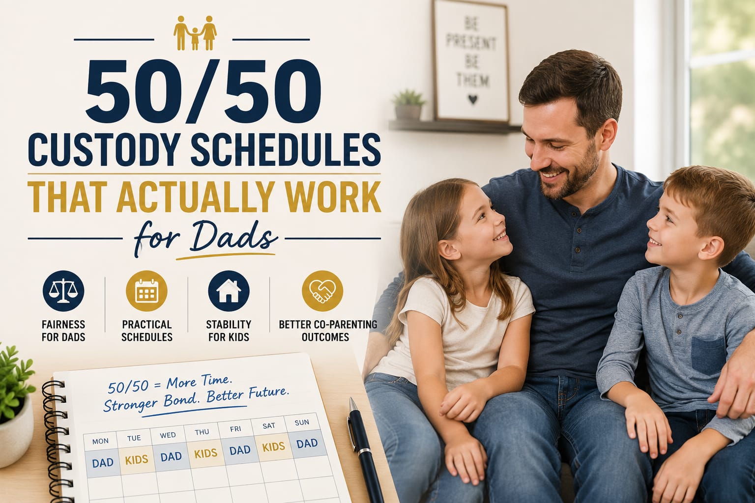 50/50 custody schedule options for divorced dads