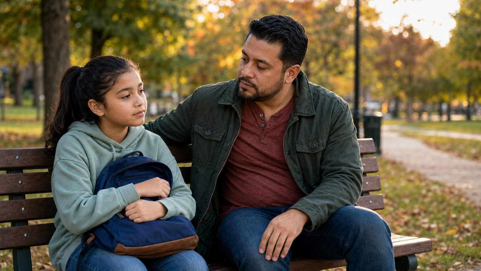 Father listening to his daughter after divorce